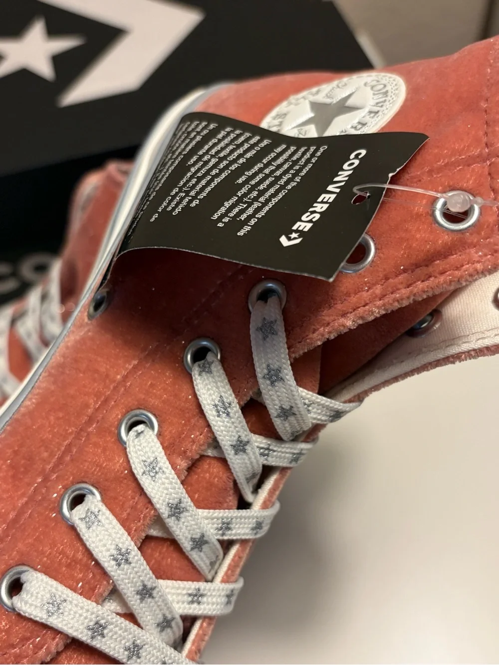 Converse Chuck Taylor All Star Side Zip Hi Rust Pink Velvet Glitter Junior 3 New
